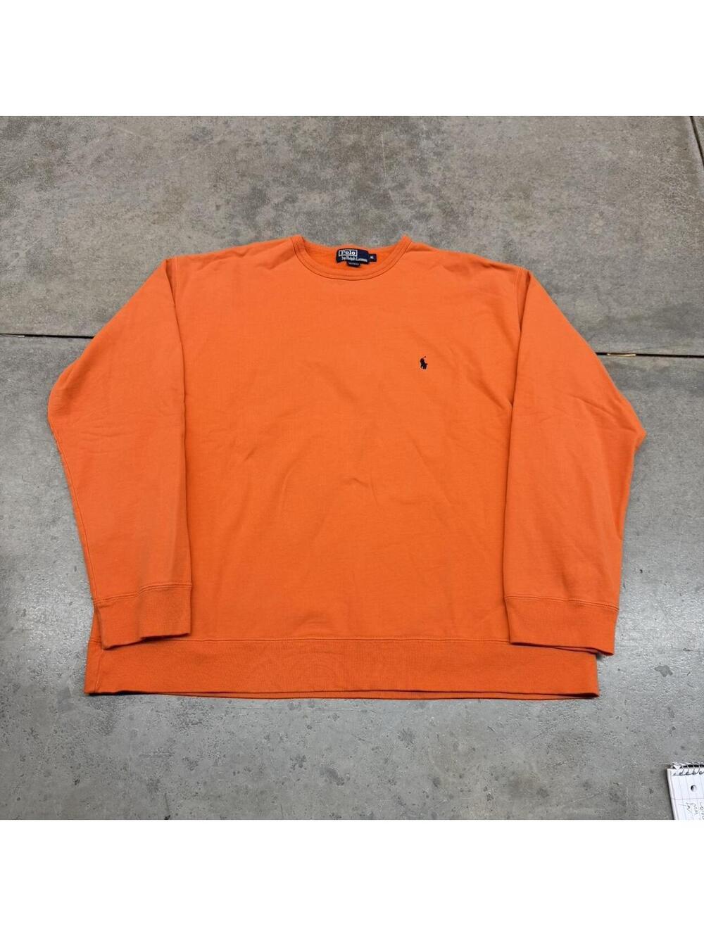 vintage polo ralph lauren orange and navy crewneck size xl